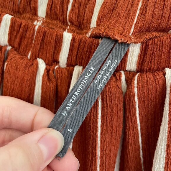 ANTHROPOLOGIE ANTHRO Elodie Off the Shoulder Top Terracotta Rust Red Stripe Boho - Picture 6 of 12